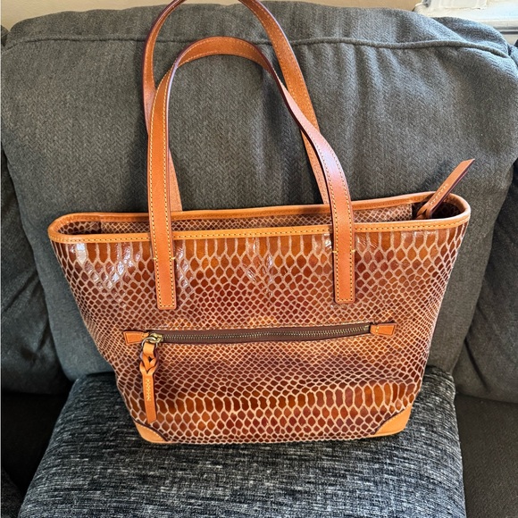Dooney & Bourke Brown Snake Print Tote Bag - Picture 2 of 3